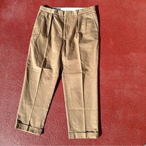 Vintage Polo Ralph Lauren Double Pleated Herringbone Trousers 40x30 Brown Cotton